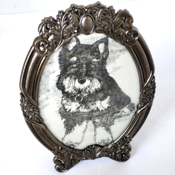 Miniature Schnauzer Artist Signed Charcoal & Pencil Framed Original Art Drawing - Picture 2 of 8